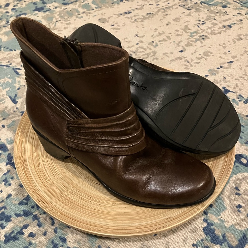 Clarks Brown Leather Ankle Boots